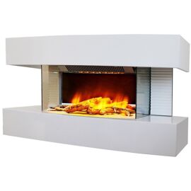 Cheminée électrique décorative ""Lounge médium"" - 82 x H. 42 cm - Blanche