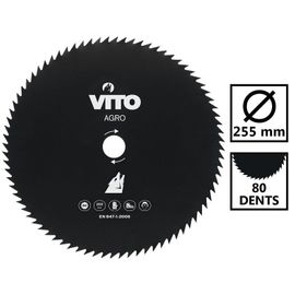Lame de coupe d?broussailleuse VITO AGRO 80 dents - diam 255mm Alesage 25.4