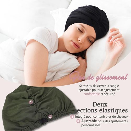 Tzf-Turban En Satin Pour Femme - Bonnet De Nuit En Satin Pour Cheveux Bouclés - Turban Torsadé Réglable