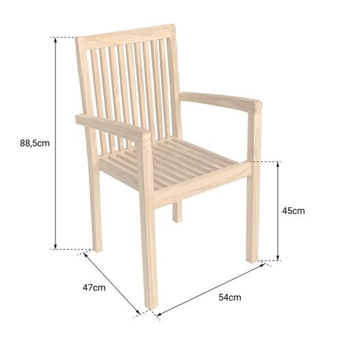 Lot De 4 Chaises De Jardin Java Empilables En Teck