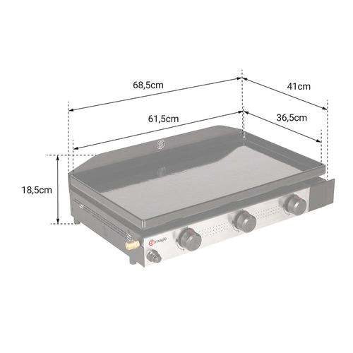 SOMAGIC - Plancha au gaz SOLIA 300 3 brûleurs 6,45kW