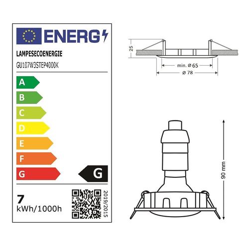 45 Spots Led Dimmable Sans Variateur 7w Eq.56w Blanc Neutre Finition Blanc