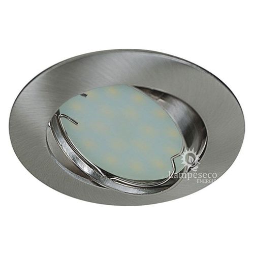 Lot De 2 Spot Led Encastrable Complete Orientable Alu Brosse Avec Ampoule Gu10 230v 5w, Blanc Neutre