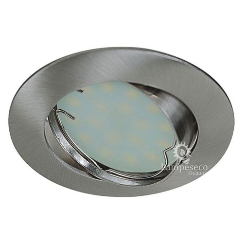 Lot De 6 Spot Led Encastrable Complete Orientable Alu Brosse Avec Ampoule Gu10 230v 5w, Blanc Neutre