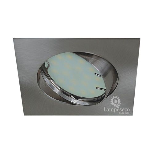 Lot De 6 Spot Encastrable Orientable Led Carre Alu Brosse Gu10 230v Eq. 50w Blanc Chaud