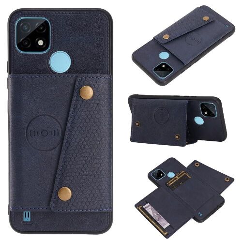 Portefeuille Étui Pour Realme C21 Béquille Étui Portefeuille Protection Antichoc Titulaire De La Carte Buit En Fer - Bleu