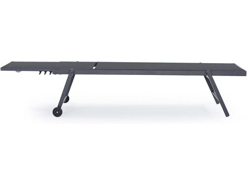 Lot De 2 Bains De Soleil Textilène Et Aluminium "Jolia" - Phoenix - Gris Foncé