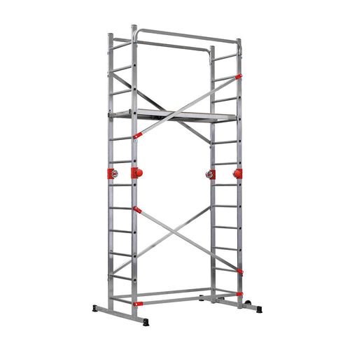 Echafaudage roulant pliable 4 en 1 multifonction 4m50 en aluminium Hailo Fast & Lock Combi 5
