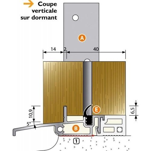 Seuil SP 56 pour portes-fenêtres bois, à rupture de pont thermique - 3 m BILCOCQ