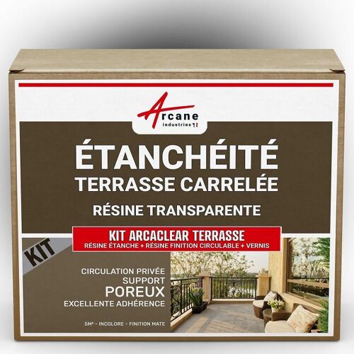 étanchéité transparente terrasse carrelée résine produit translucide carrelage balcon Transparent - Finition Mate 5m², circulation privée, support poreux
