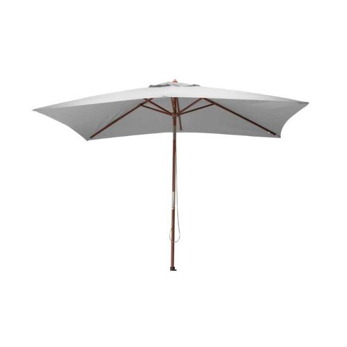 Parasol Droit En Bois - 300 X 200 Cm - 6 Baleines - Toile Couleur Écrue