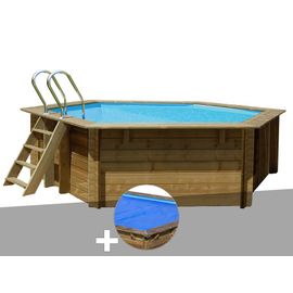 Kit piscine bois Gré Vanille Ø 4,00 x 1,19 m + Bâche à bulles