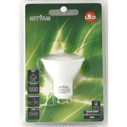 Nityam Ampoule Spot Led Gu10 6w Blanc Chaud Équivalent 50w