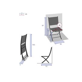 Lot De 4 Chaises De Jardin Pliante Métal Modula Galet / Graphite - Hesperide