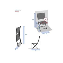 Lot De 4 Chaises De Jardin En Aluminium Pliables Anthracite/Graphite Essentia - Hespéride