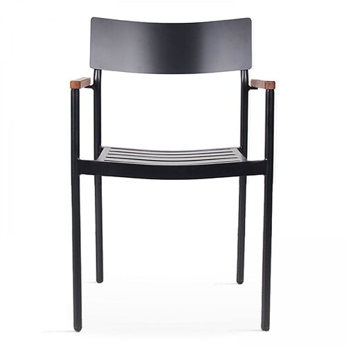 Ensemble Table De Jardin Et 2 Fauteuil En Aluminium/Bois Noir