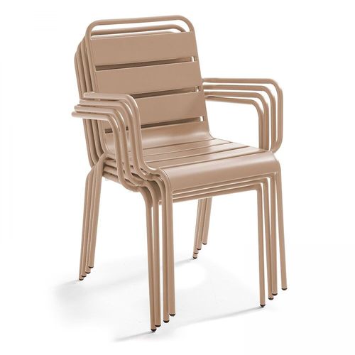 Table De Jardin Inclinable Et 2 Fauteuils Métal Taupe