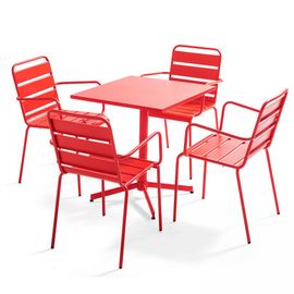 Table Carée Bistro Inclinable En Acier Rouge