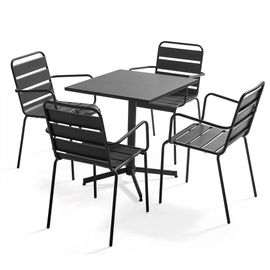 Table Carée Bistro Inclinable En Acier Gris