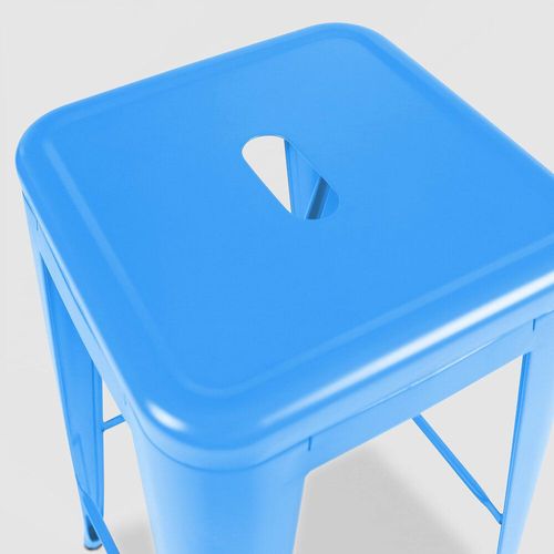 Tabouret De Bar En Métal Bleu Mat