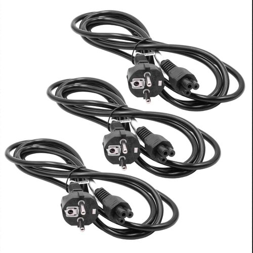 vhbw 3x cordon d'alimentation fiche de sécurité pour CEI, par exemple PC Monitor Ordinateur Imprimante Aspirateur - C5 Mickey Mouse Clover Socket, 2 m