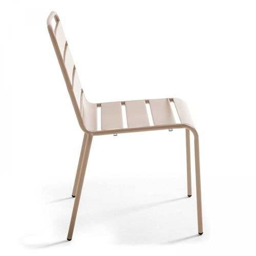 Salon De Jardin 2 Bancs Et 4 Chaises En Acier Taupe