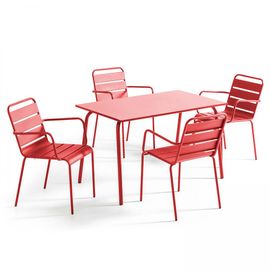 Table De Jardin En Acier Rouge