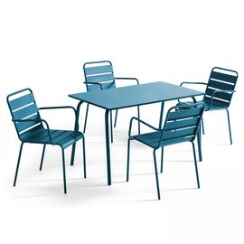 Table De Jardin En Acier Bleu Pacific
