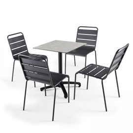 Table De Jardin Carr? (60x60 Cm) Inclinable En Hpl Beton Gris Clair