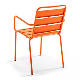 Table De Jardin Et 8 Fauteuils En Métal Orange Gris
