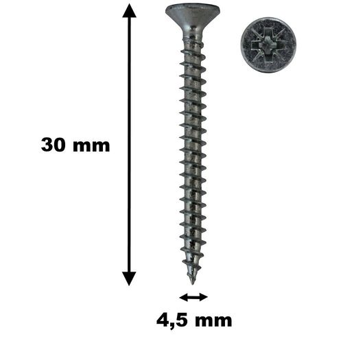 Lot De 100 Vis  Bois, Tf, Acier Zingu, 4.5 X 30 Mm