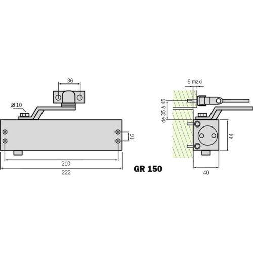 Ferme-porte à bras compas - compact - force 2 à 4 - noir - GR 150 GROOM