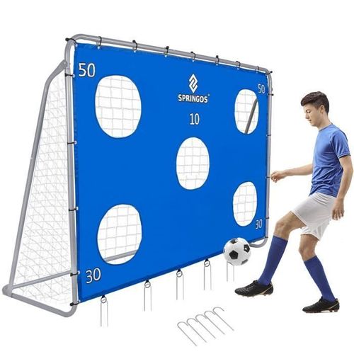 But De Football D'entraînement Avec 5 Ouvertures De Tir Et Filet, 240 X 170 Cm, En Acier