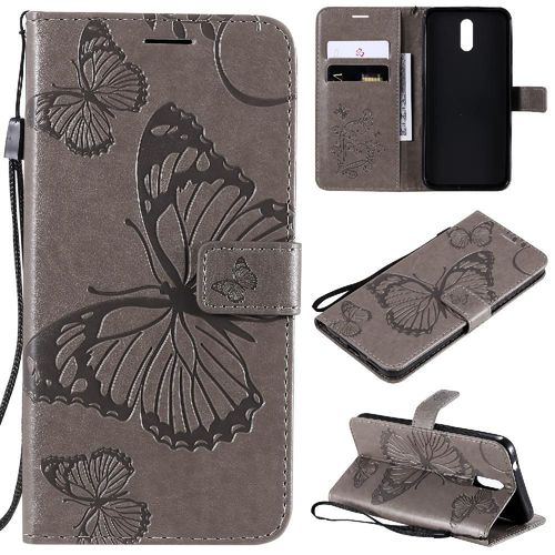 Flip Étui Pour Nokia 2.3 Avec Support De Fente Pour Carte Couverture Antichoc Cuir Pu Couverture Magnétique Flip Kickband - Gris Clair