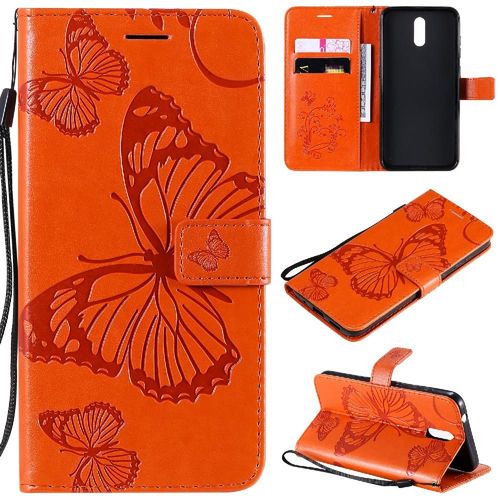 Flip Étui Pour Nokia 2.3 Avec Support De Fente Pour Carte Couverture Antichoc Cuir Pu Couverture Magnétique Flip Kickband - Couleur Orange