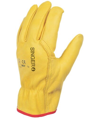 SINGER - Paire de gants tout fleur de bovin - Coloris jaune - Serrage élastique - Taille 10 - 50GY