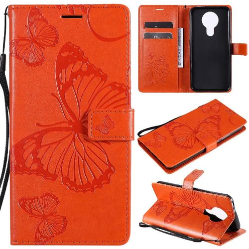 Flip Étui Pour Nokia 3.4 Avec Support De Fente Pour Carte Cuir Pu Flip Kickband Couverture Antichoc Couverture Magnétique - Couleur Orange