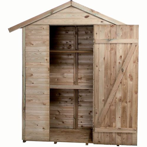 Madeira-Rangement- Grande Armoire De Jardin -Pin Sylvestre-Remise Pour Outils-2 Étagères- Bois Traité Autoclave- Toit En Pente- L193x L 83xh.220 Cm/1,05 M²- Léo