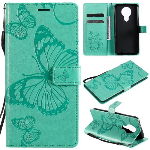 Flip Étui Pour Nokia 3.4 Avec Support De Fente Pour Carte Cuir Pu Flip Kickband Couverture Antichoc Couverture Magnétique - Vert