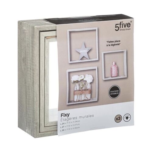 Lot de 3 Etagères Fixy Cub - Gris