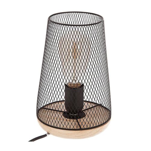 Lampe Metal Bois Noir Zely H23