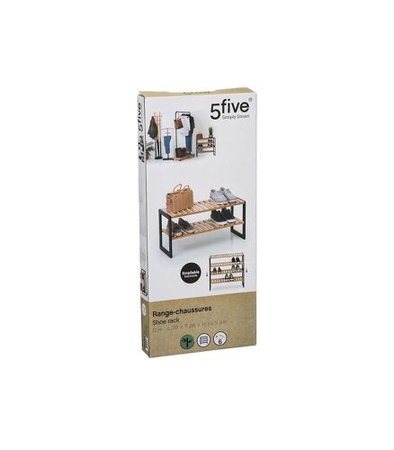 Range chaussures 2 étages en bambou - Marron