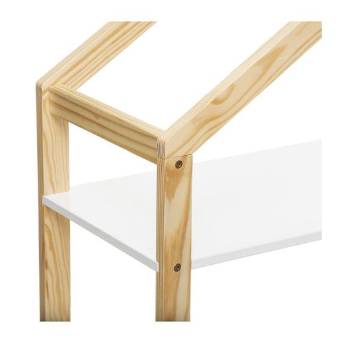 Bibliothèque Maison 3 Étages Avec Tiroir De Rangement En Bois De Pin - Hauteur 120,50 Cm - Blanc Et Bois