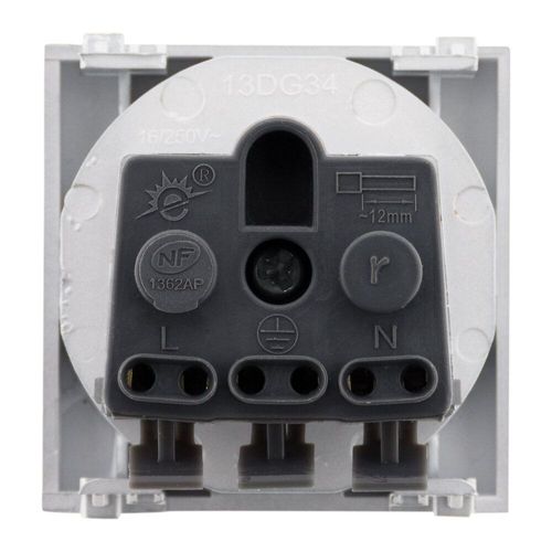 Prise 2 P+T connexion auto. module large Silver