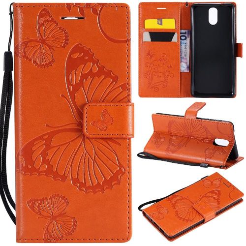 Flip Étui Pour Nokia 3.1 Couverture Antichoc Flip Kickband Avec Support De Fente Pour Carte Couverture Magnétique Cuir Pu - Couleur Orange