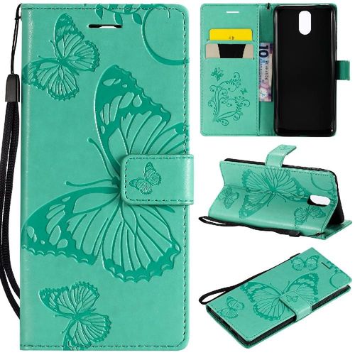 Flip Étui Pour Nokia 3.1 Couverture Antichoc Flip Kickband Avec Support De Fente Pour Carte Couverture Magnétique Cuir Pu - Vert