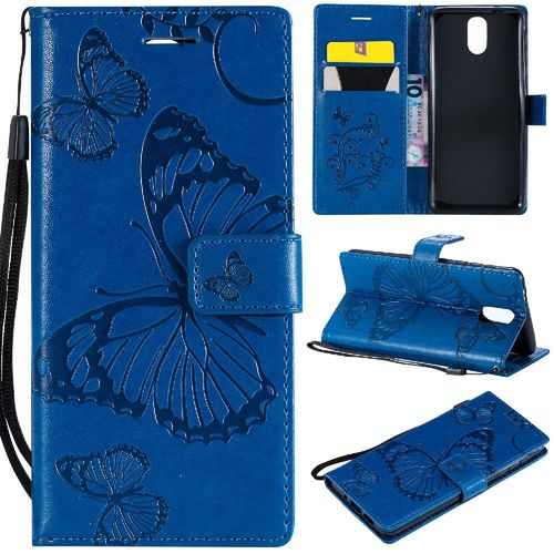 Flip Étui Pour Nokia 3.1 Couverture Antichoc Flip Kickband Avec Support De Fente Pour Carte Couverture Magnétique Cuir Pu - Bleu