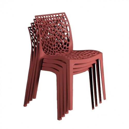 Lot De 4 Chaises Empilables Tela / Rouge/ L50xp54xh81 Cm
