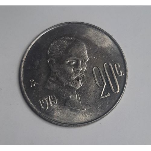 20 Centavos Mexique Pièce Circulante Tête Du Président Francisco Madero Mx_15 1979