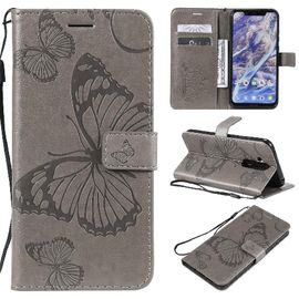 Flip Étui Pour Nokia 8.1/X7 Avec Support De Fente Pour Carte Flip Kickband Couverture Antichoc Couverture Magnétique Cuir Pu - Gris Clair
